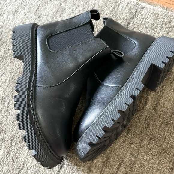 SHEIN Solid Black Moto Combat Boots Women’s Size 9 - Picture 8 of 11